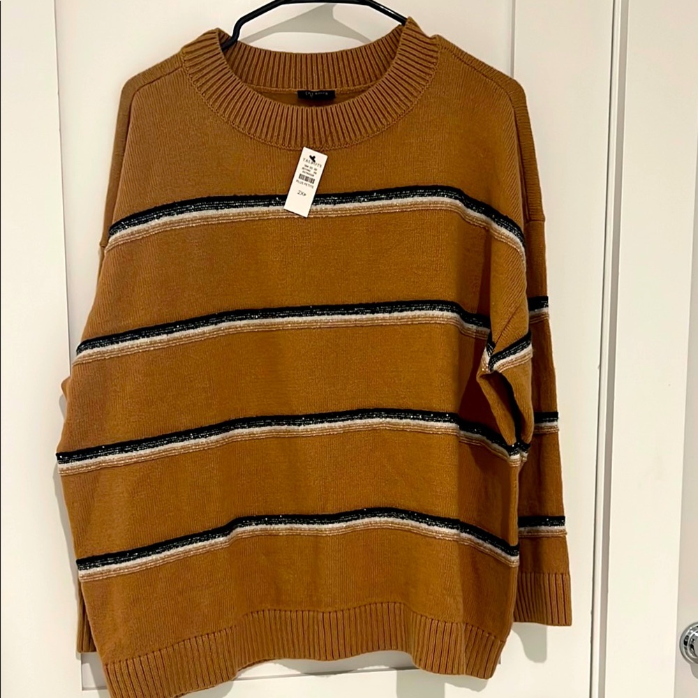 Talbots NWT Camel Striped Brown Sweater 2XP